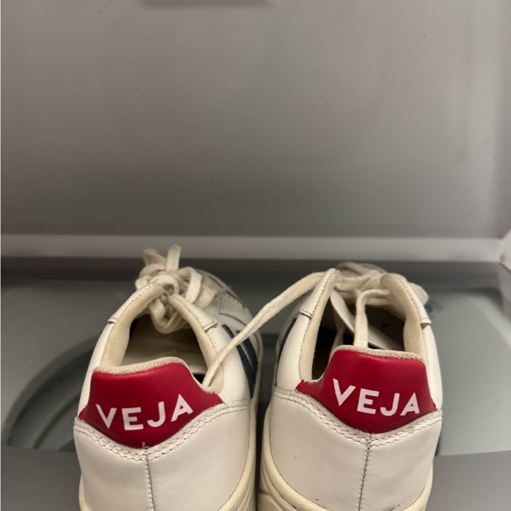 Veja Cream and Red Sneakers